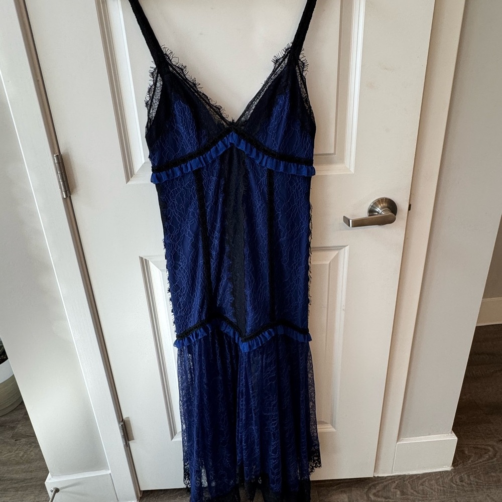 Alice + Olivia Royal Blue Dress with Black Lace